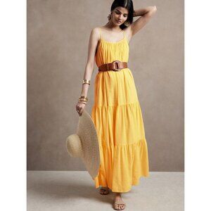 Banana Republic Canna Cotton Gauze Maxi Dress Yellow XS